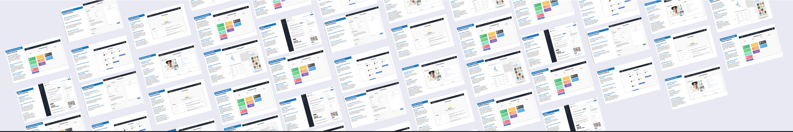 A montage of the conceptual mock-up pages for the Prepped Premium bundle and its alternatives.